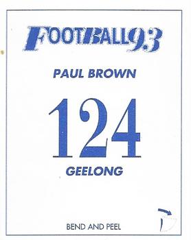 1993 Select AFL Stickers #124 Paul Brown Back